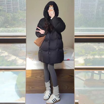 2025新款泡芙棉服外套女冬季中长款韩系保暖棉袄小个子棉衣xw