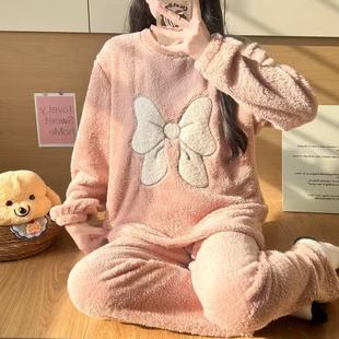 德绒翻领开衫 宽松甜美家居服法兰绒睡衣ak 长袖