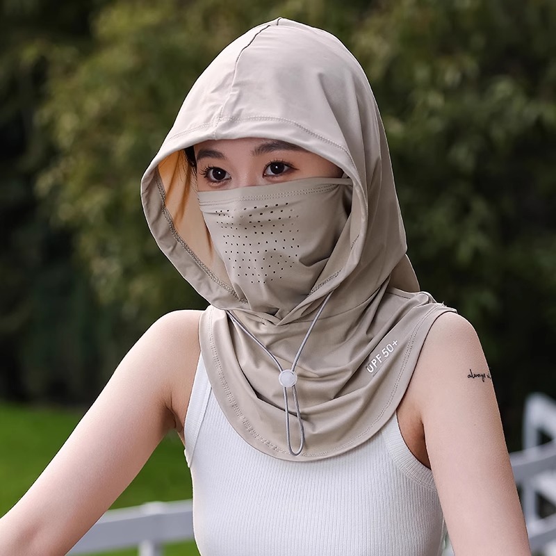 防晒遮阳帽子面罩女2025新款骑行冰丝防晒口罩防紫外线一体护颈男