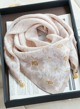 磁吸护颈小围巾2025新款秋冬方巾女款三角丝巾披肩高级感防风围脖