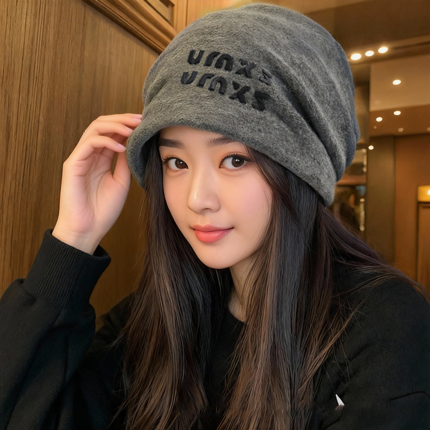 秋冬氛围感厚帽子堆堆帽女针织毛线帽冷帽保暖毛绒包头帽月子冬季