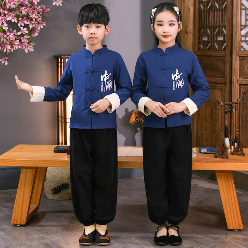 新品六一演出服儿童汉服童古装书童服装J小学生合唱服朗诵中国风图片