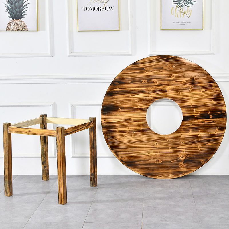 极速实木火锅桌餐桌电p磁炉一体碳化折叠商用圆桌子饭店大排档桌