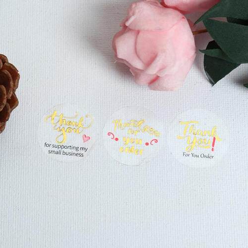 新品500pcs/roll Clearq Thank You Stickers Handmade Sticker C