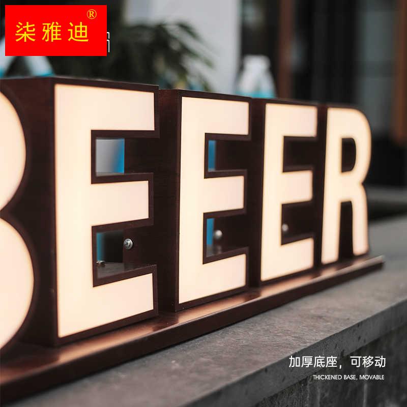 极速木纹c不锈钢立式发光字招牌定制门头户外防水发光门牌灯箱广