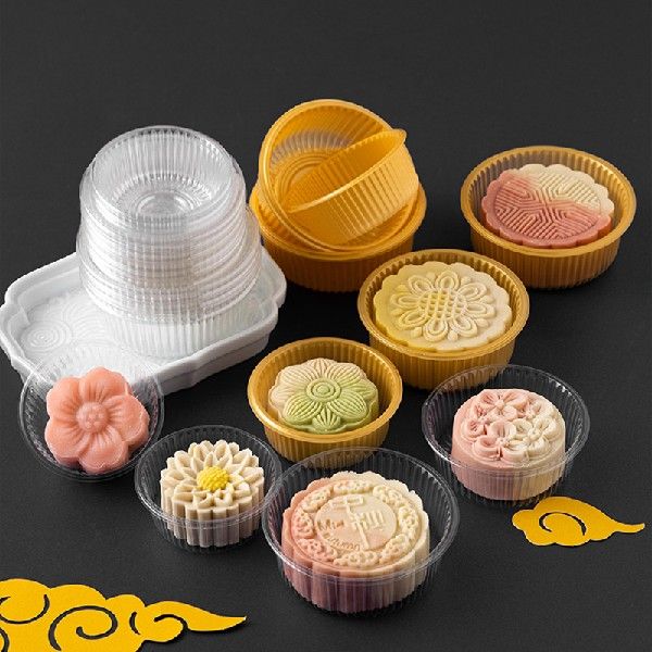 极速100Pcs Mooncakne Plastic Inner Tray Round Packaging Box