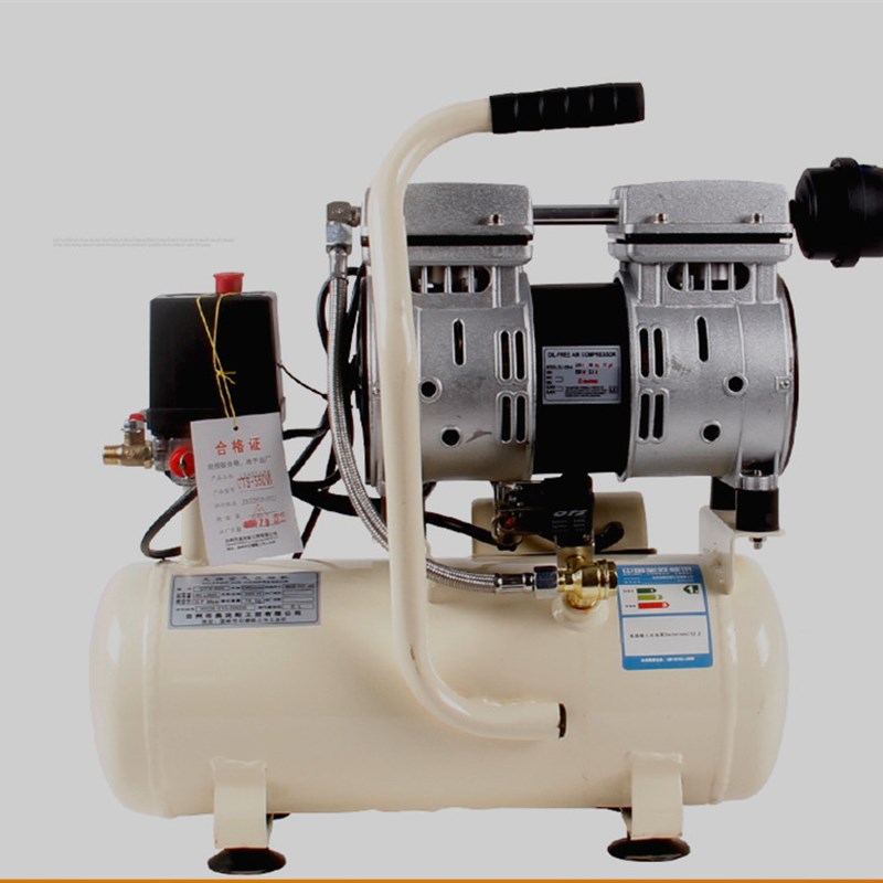 极速。奥突无斯空压机全铜线小气泵静音油打气L泵木工550W-8L空气