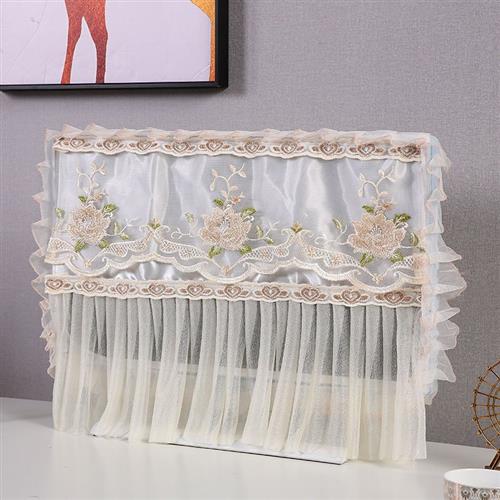 极速开机不取fa布艺蕾丝桌上型电脑电脑防尘罩电脑防尘套子盖布电