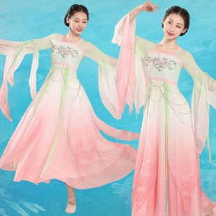 速发古典舞演灵服飘逸中国风仙气纱衣蹈摆裙出儿春暖意浓舞大服