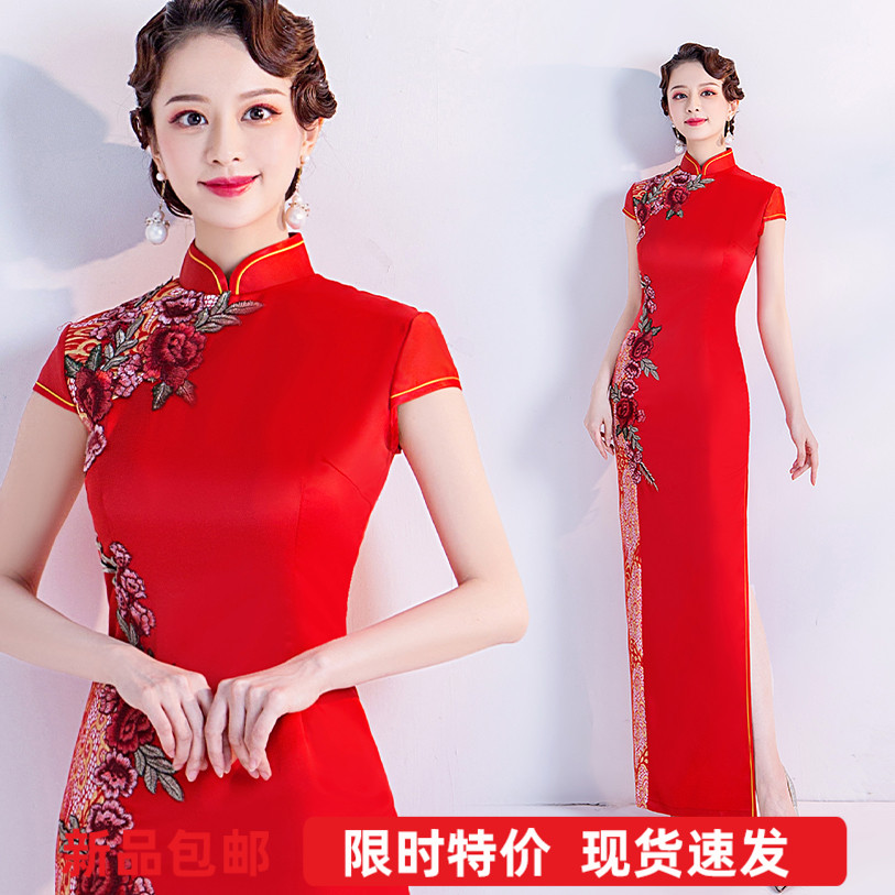 速发【天使嫁衣秀红色舞台演出表演走】礼仪礼持人婚纱主服旗袍61