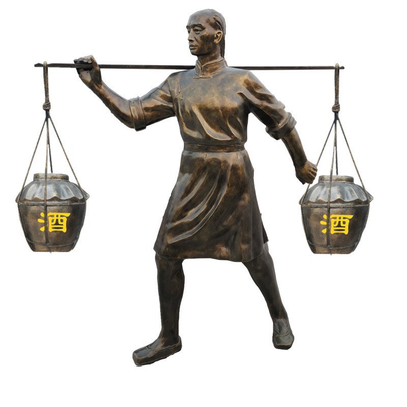 速发玻璃钢仿铜人物雕塑酒文化制酒商业街广场景观民俗小品铸铜雕