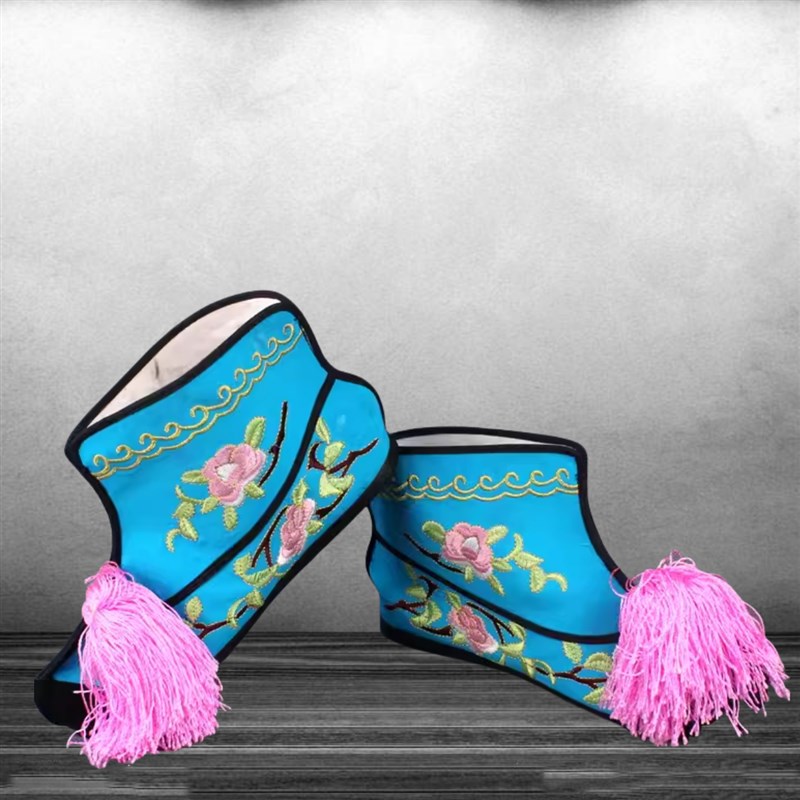 速发戏曲用品平底彩鞋越剧京剧快靴武旦刀马旦穆桂英彩快绣花打兵