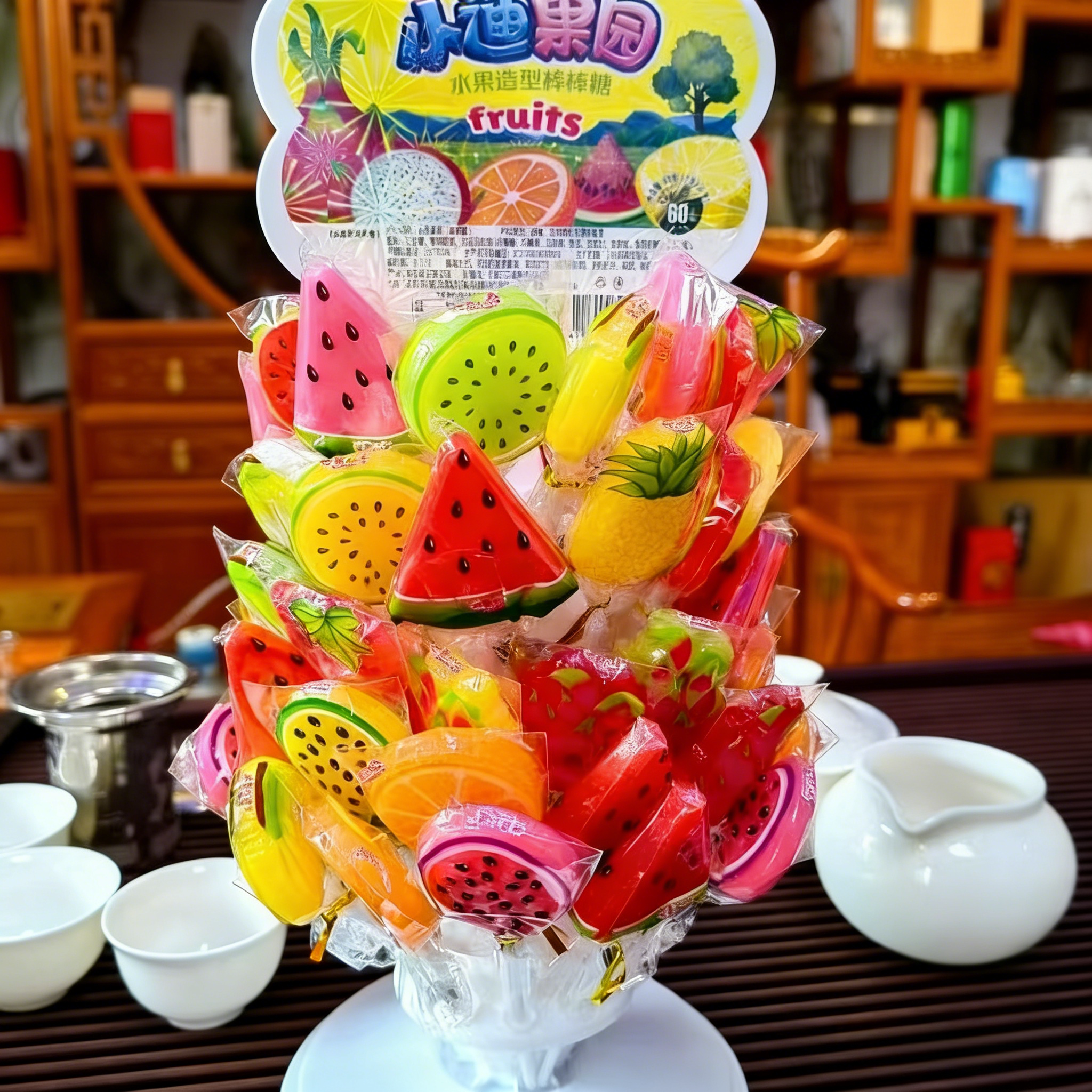 年货过年儿童糖网红切片糖果水果味棒棒糖散装批发小零食酸酸喜糖