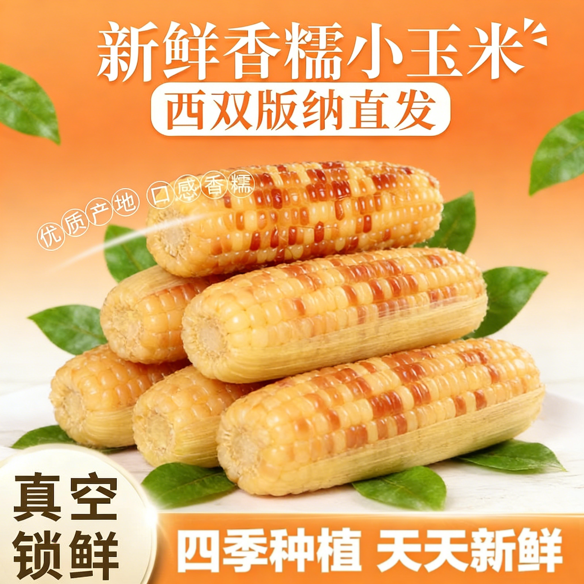 花糯玉米西双版纳新鲜香糯小玉米真空即食非转基因代餐软糯玉米