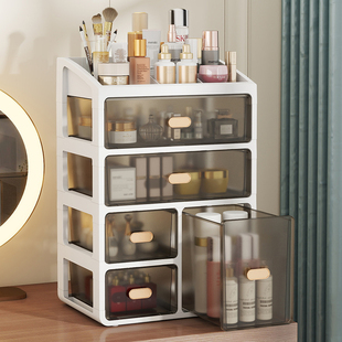 收纳盒抽屉式防尘多层文具置物架透明大容量梳妆台化妆品桌面分格