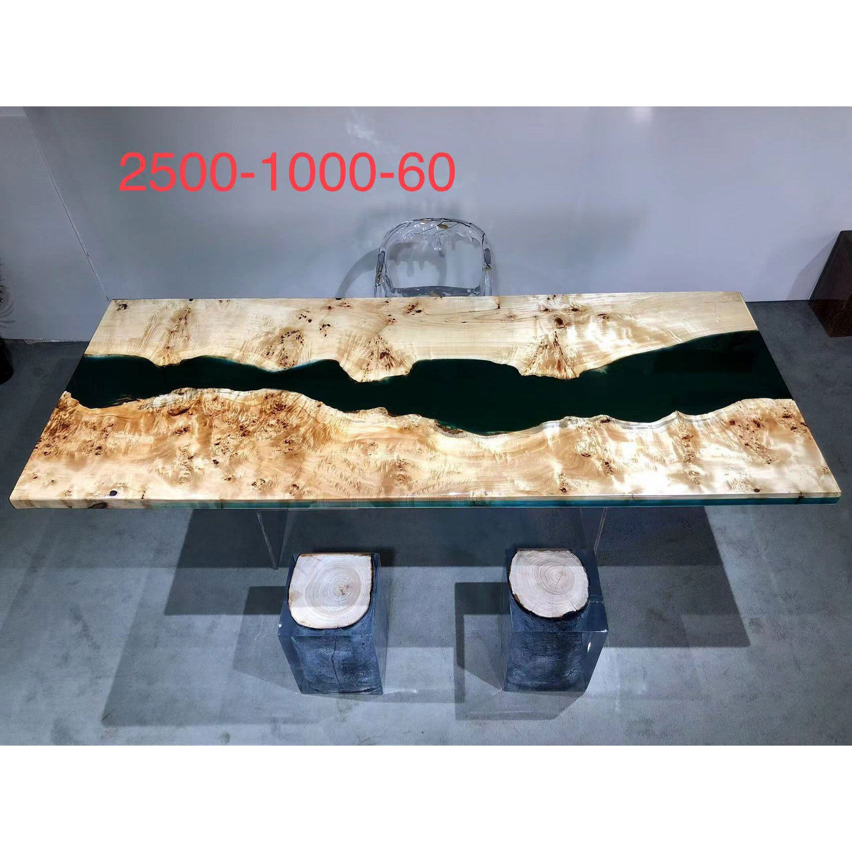 环氧树脂河流桌子简约现代长方形实木餐桌家用创意茶桌面茶台大板