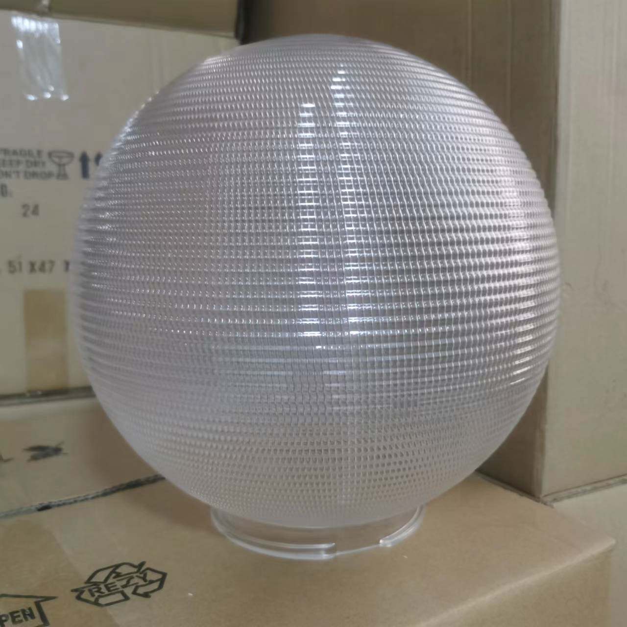 格子纹圆球灯罩透明棱纹水晶球形亚克力户外塑料灯罩