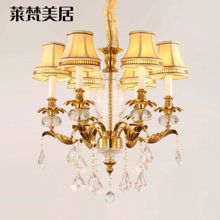 莱梵美居欧式水晶吊灯法式复式楼别墅全铜客厅餐厅卧室书房创意