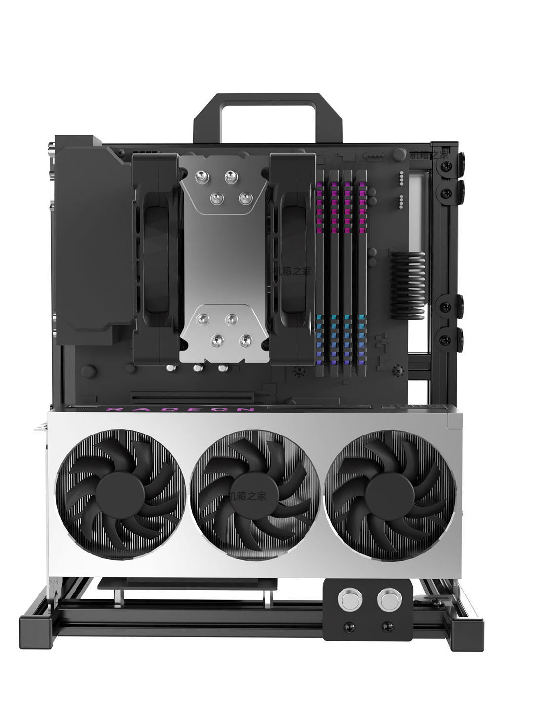 开放式机箱matx电脑机架铝合金atx创意itx台式主板架立式DIY