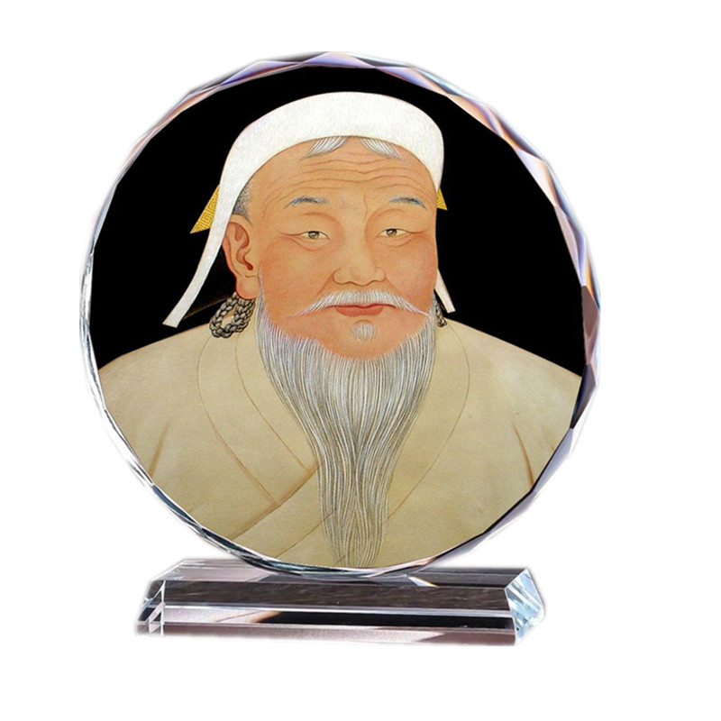 热销成吉a思汗铁木真画像珍藏礼品周边水晶模型摆件人偶家居摆设