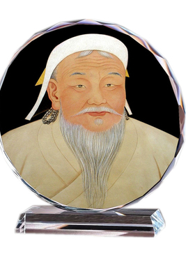 热销成吉a思汗铁木真画像珍藏礼品周边水晶模型摆件人偶家居摆设