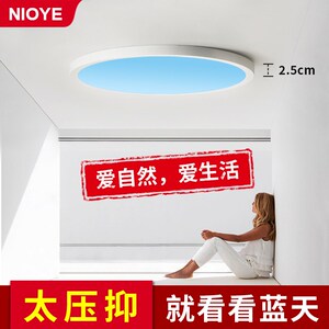 热销青晴空灯自然光蓝天窗灯第三代明装卧室60cm客厅80Xcm大圆形