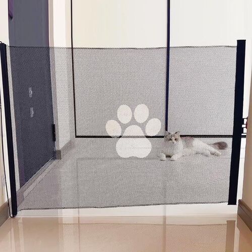 热销免打孔宠物围k栏防猫门栏自动伸缩门狗狗隔离网楼梯隔断挡板