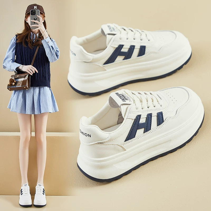 厚底松糕小白鞋女2025秋季新款百搭透气板鞋增高运动休闲学生