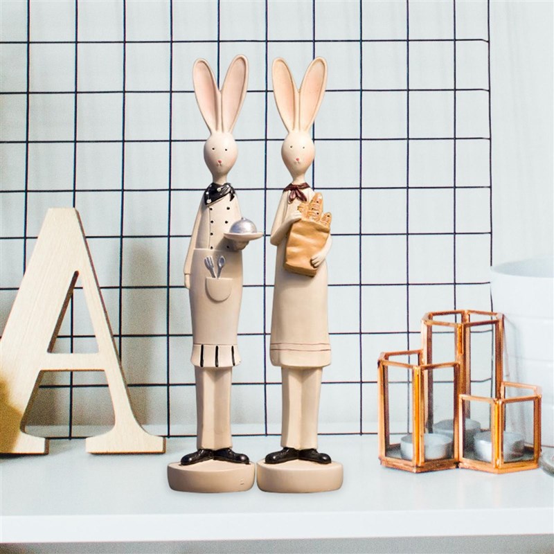 速发2Pcs Creative Rabbit Statue Ornaments Handcraft Art Rabb