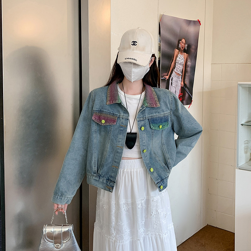 韩版炸街宽松复古港风牛仔外套
