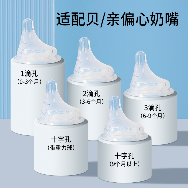 geien适配于贝亲偏心奶嘴鸭嘴仿真母乳防胀气通用型重力球配件