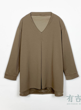 日单日系垂感内衬内搭V领T恤抗皱通勤休闲CLOS*HI宽松大码中袖