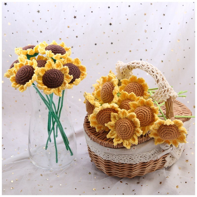 极速米妈手作向日葵向日葵s花束勾钩针diy材料包毛线奶泡机时间手