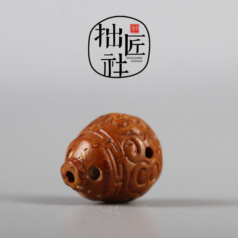 纯手工制紫金鼠回纹佛头s 文玩三通佛头 diy佛珠手串佛头
