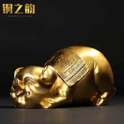 极速新纯手工铜之韵纯铜猪金猪存C钱罐猪摆件家居装饰品桌面摆设