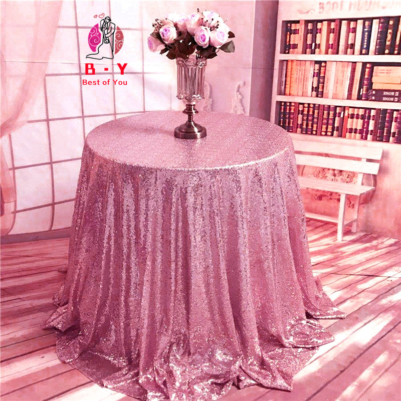 极速newBY Seiquin Round Tablecloth Pink Gold Sequin tablec