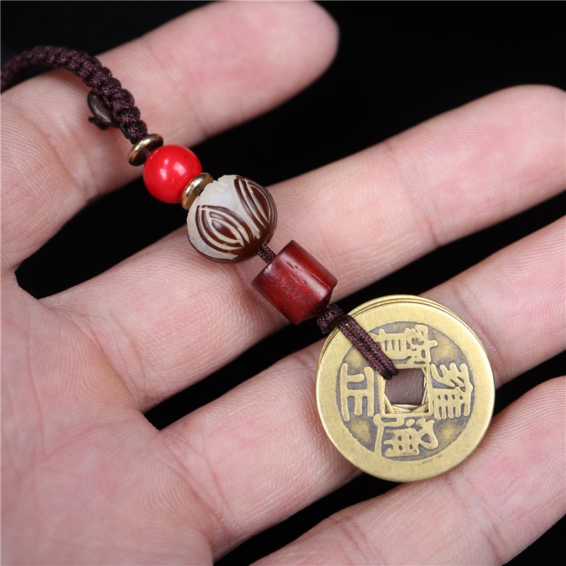 极速纯铜不掉色五帝钱钥匙扣吊坠民L族风车包挂钥匙扣挂件