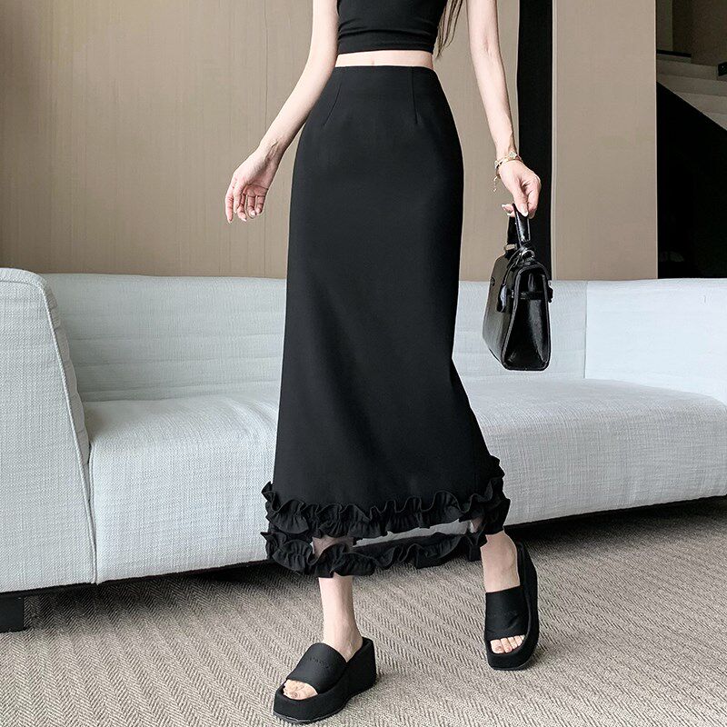 极速黑色西装半身裙女春夏20w25新款高腰a字裙直筒包臀裙中长款一