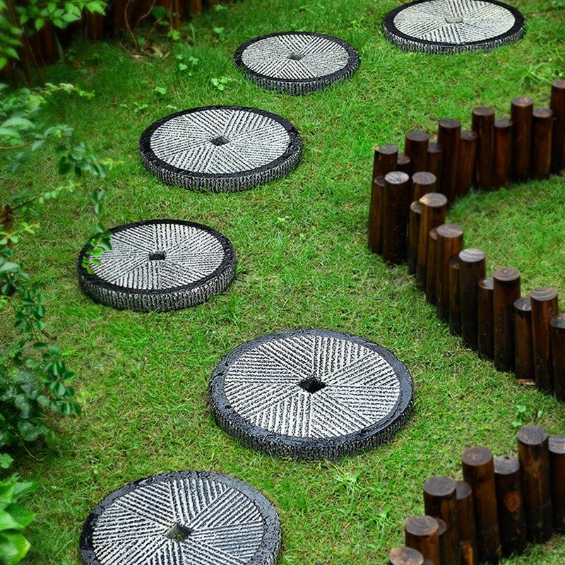 极速复古庭院草坪铺地砖汀步石板踏脚石民宿O花园景观装饰步道路