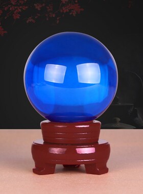 极速水晶球摆件黄色白q绿紫蓝红色透明玻璃球招财大号开业家居装