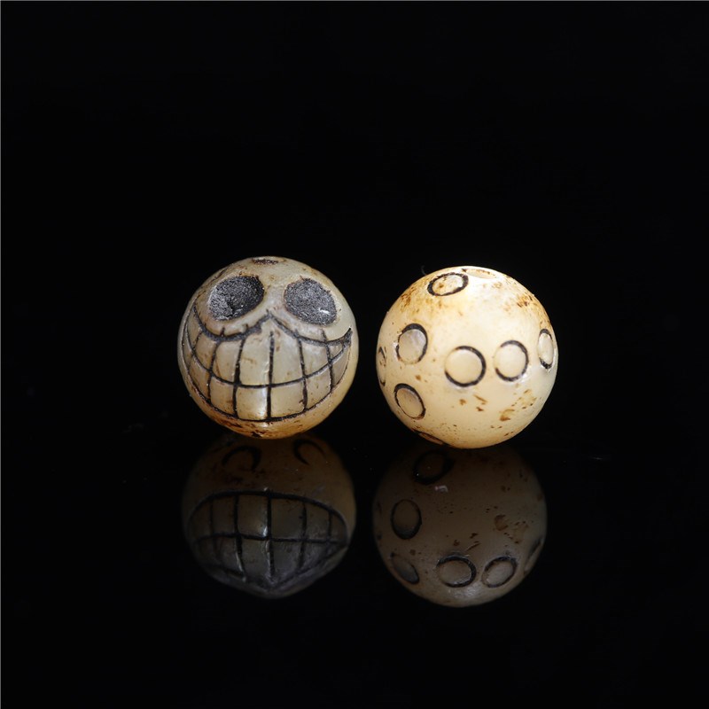 极速藏式天然鱼骨手工雕刻t尸陀林主配珠复古做旧工艺咒点文玩DIY