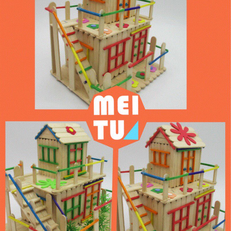 极速雪糕棒套装diy手工材料包邮送工具雪糕棍房子冰W棒棍模型小楼