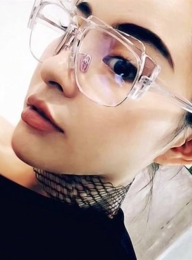 极速矮胖瘦心心妈o妈同款眼镜墨镜网红推荐透明镜架半框大框抖音