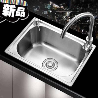 极速水漕厨房洗44m菜盆水糟单水槽加厚304不锈钢水槽洗碗池水槽小