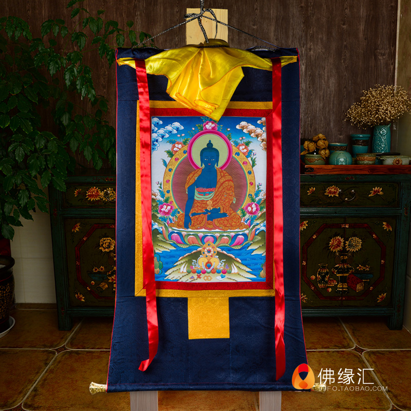 极速尼泊尔棉布装裱天然矿物颜料A画心释迦牟尼不动佛门祖巴唐卡