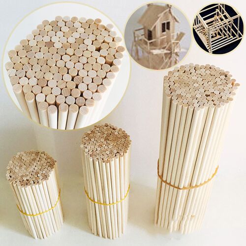 新品50Pcs Rgound Wooden Stick Wood Natural Wood Color Cake D