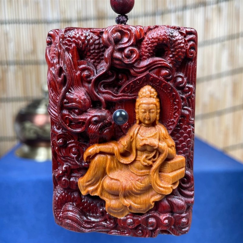 极速紫檀木雕刻观音挂牌车挂平安吉祥御龙L观音纳福送礼创意家居