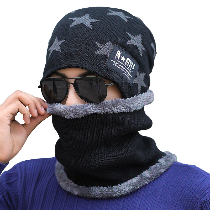 极速帽子男冬天防l寒男士针织加绒围脖毛线秋冬包头毛线冬季骑车