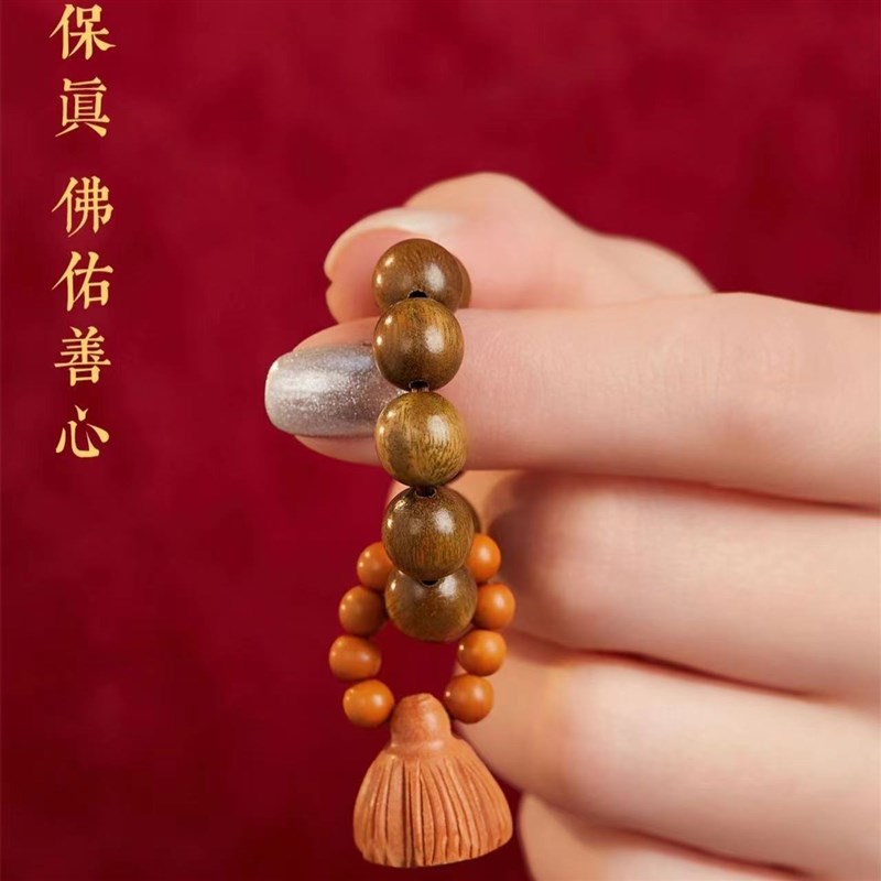 极速杭州官方绿檀木小手捻莲蓬文玩绕G指柔手串女佛珠盘玩把件念