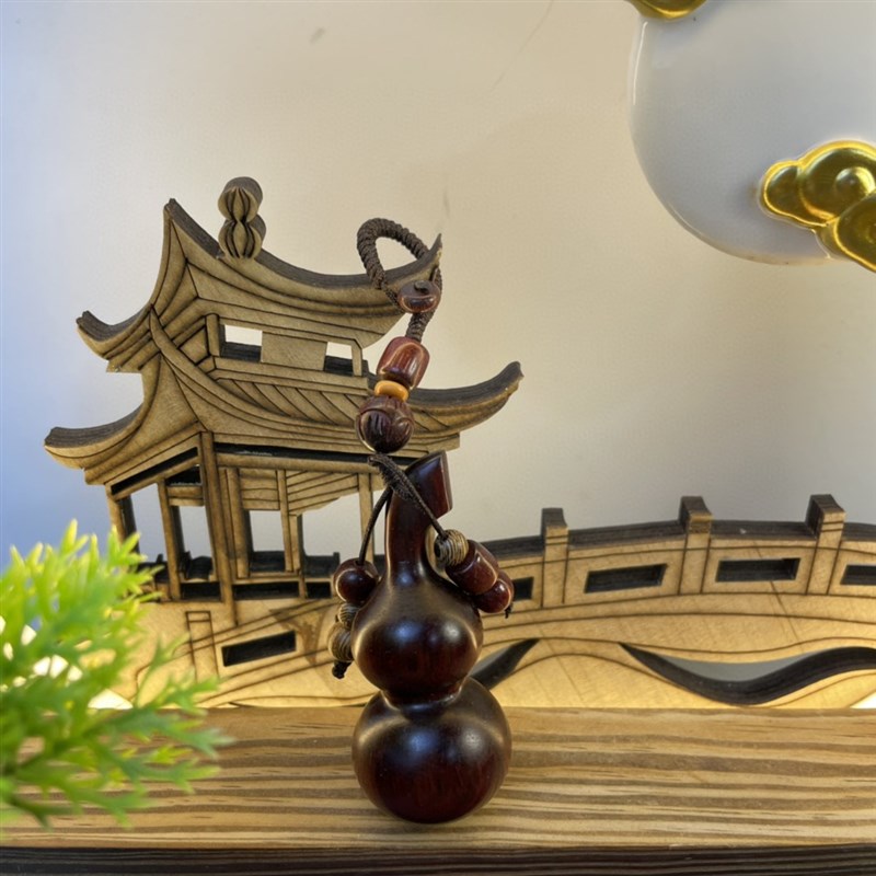 极速紫檀木小葫芦汽车钥匙扣挂件创意平安好运男女可W爱挂坠链绳